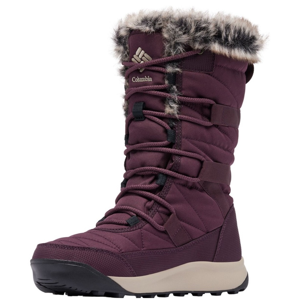 NWT Columbia Minx IV Purple Winter Rain Boots with Faux Fur Trim, waterproof